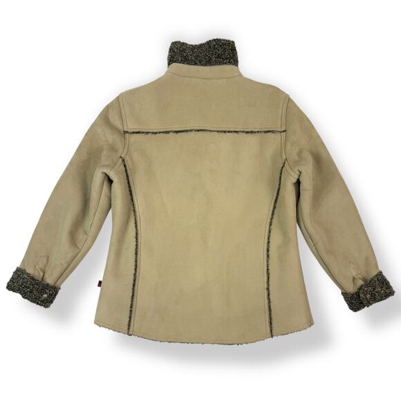 WOOLRICH khaki faux suede shearling winter coat - Picture 4 of 16